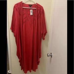 Long red gauze kimono